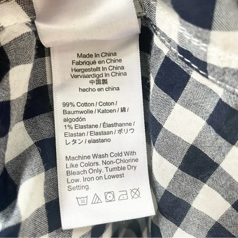 J. Crew Classic-fit Shirt Petite in Crinkle Gingham Navy Women's 00P AW252 $79